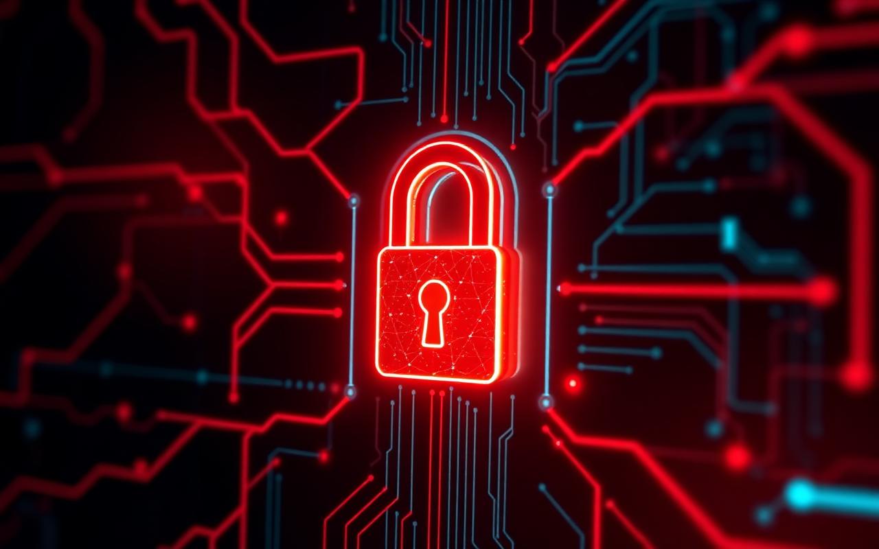 Cybersecurity digital padlock